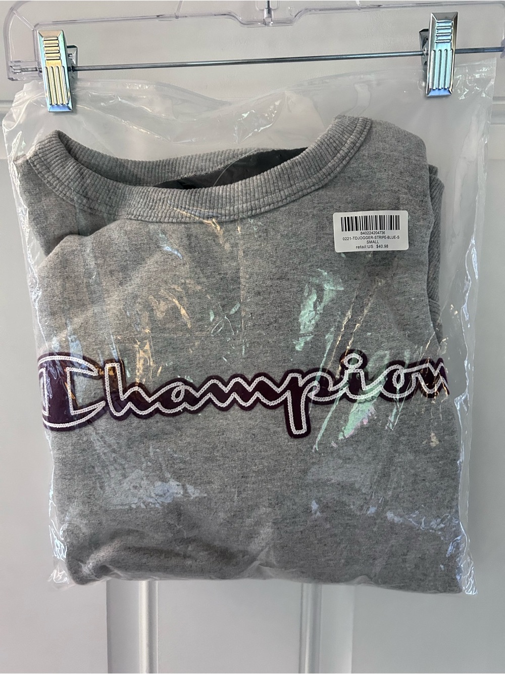 Champion Gray Crewneck Sweatshirt with Script Logo